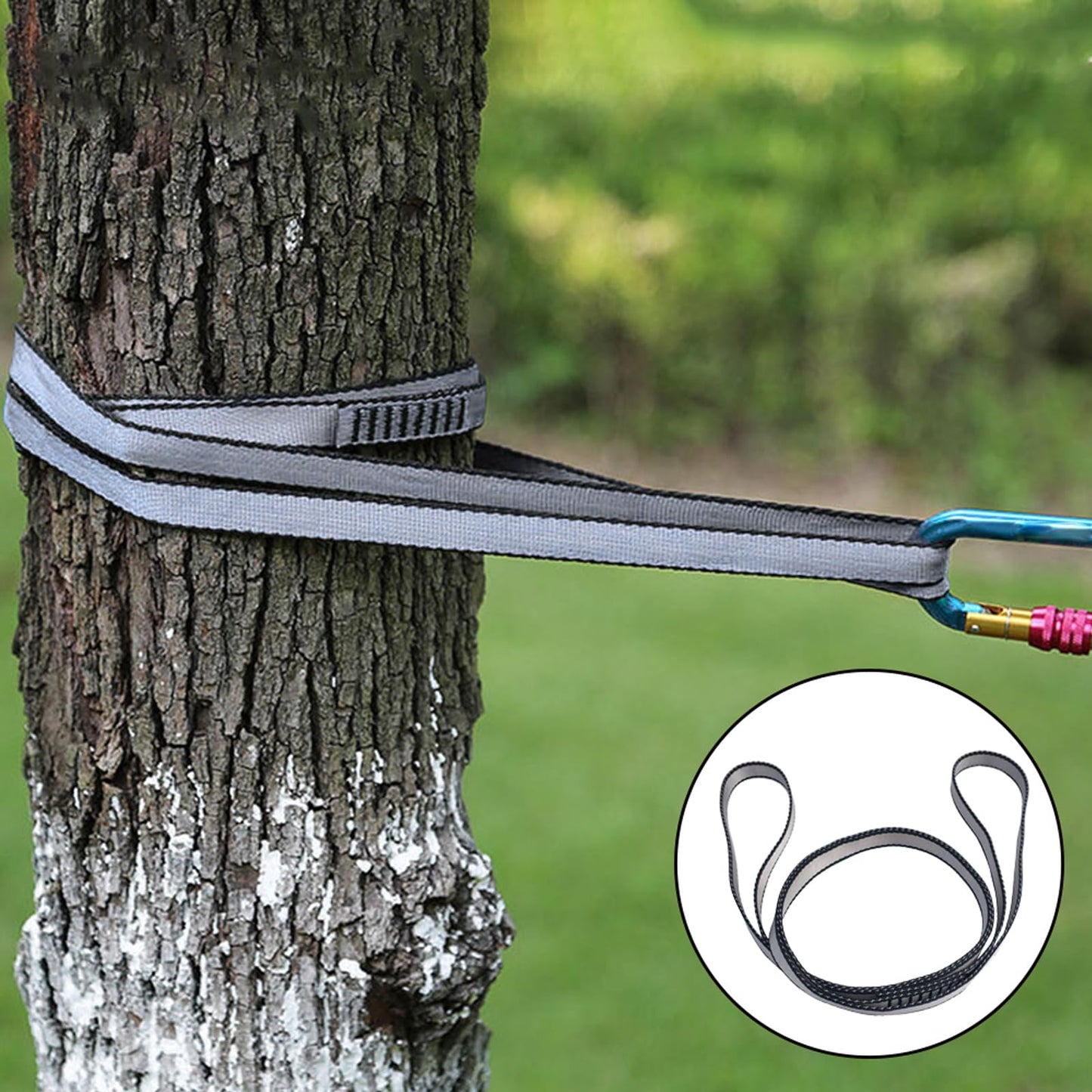 FOSER 18mm Nylon Climbing Sling Runner, 23KN Nylon Rope,Apply to Rock Climbing, Mountaineering, Hiking, Downhill, Emergency Equipment, etc (Gray(2pcs), 60cm/24inch)