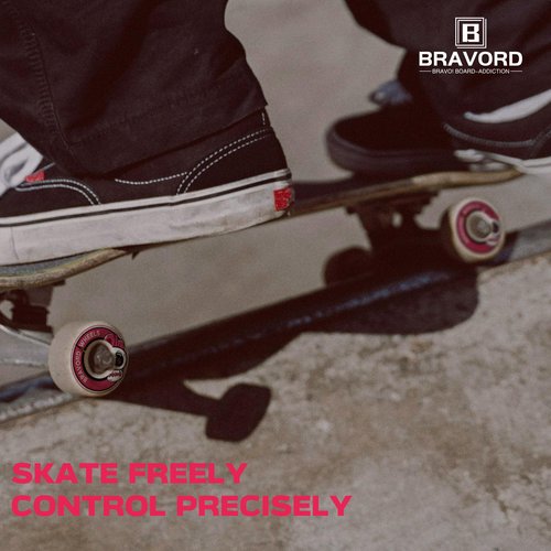 BRAVORD Skatebaord Wheels, 52mmX32mm 101A Skateboard Wheels for Skate Bowl, Trick, Street- Set of 4