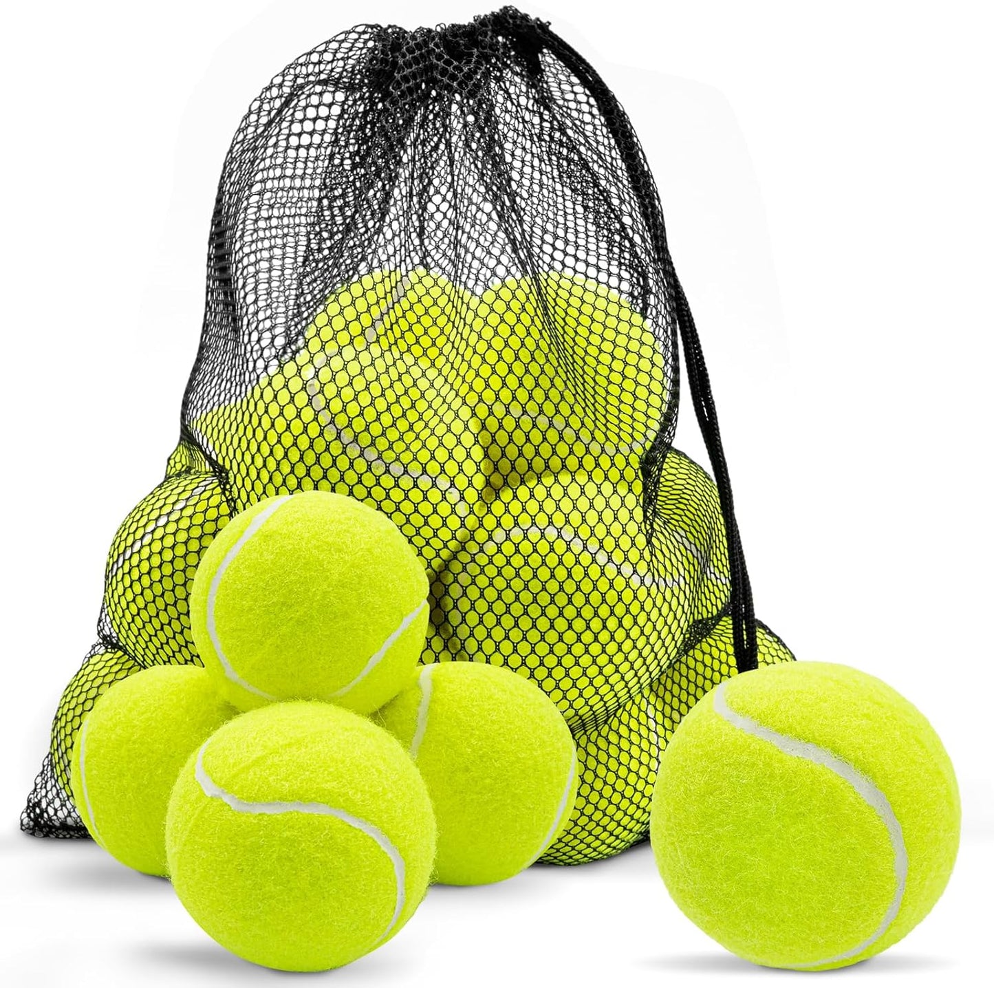 Skiennix 16 Pack Tennis Balls - High Elasticity Training Balls with Mesh Bag for Beginners & Pets | 2.56 in Yellow