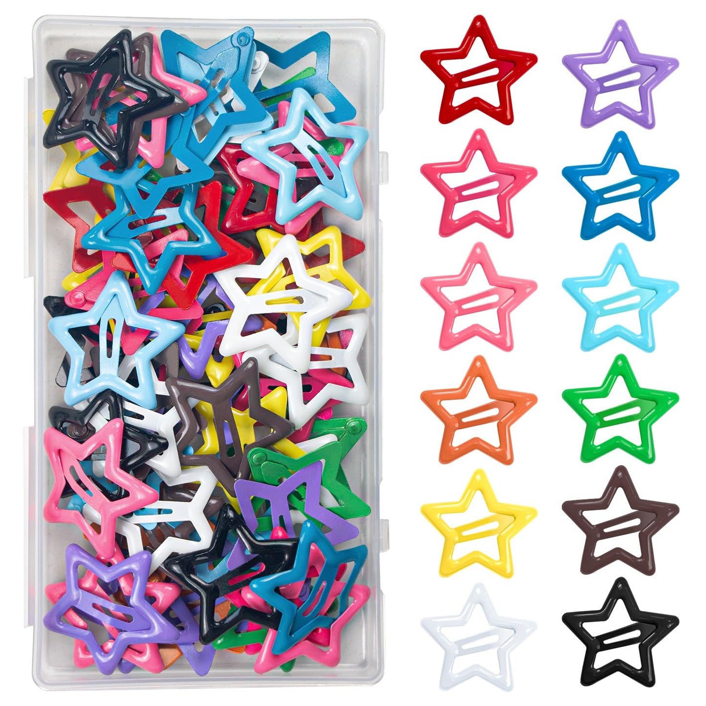 64 Pcs Cute Metal Star Snap Hair Clips for Women & Girls - Strong Hold Small Barrettes for Thin, Fine & Short Hair
