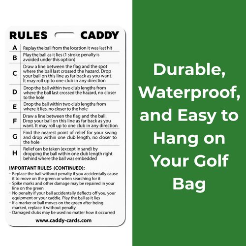 Rules Caddy – USGA Rules of Golf 2026 Quick Reference Card – Golf Bag Tag & Pocket Size Rules Guide – Waterproof Training Aid