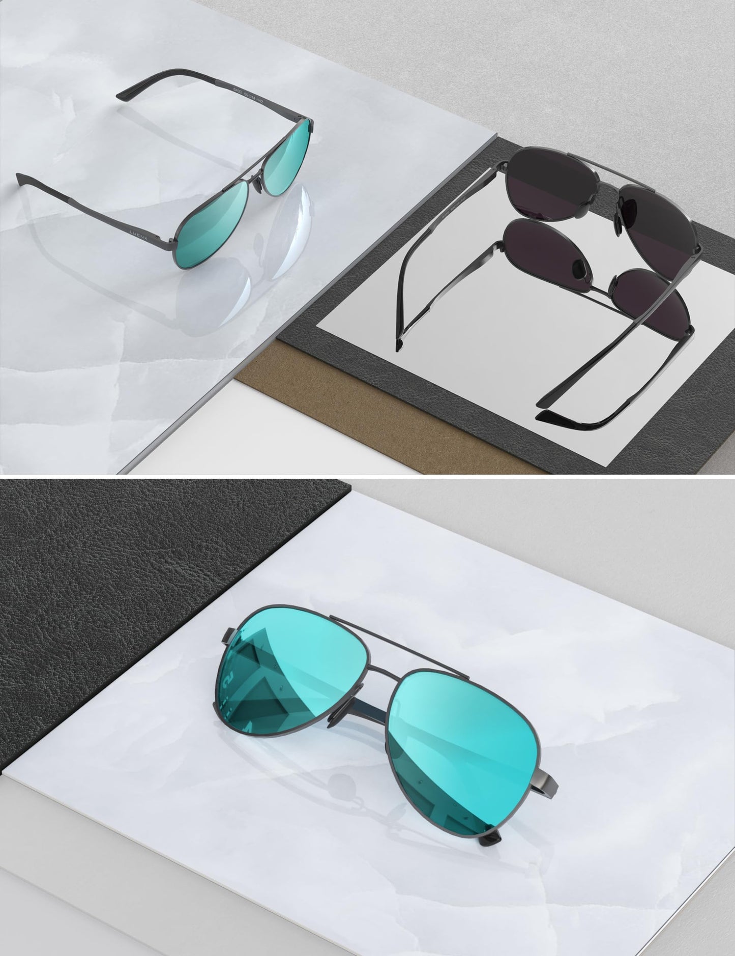 LUENX Aviator Sunglasses for Men Women Polarized - UV400 Protection, Stylish Shades, Driving, Outdoor Activities 59MM(Light Blue)