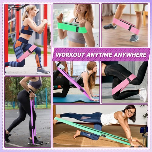 6 Pack Fabric Resistance Bands for Working Out, 3 Levels Exercise Bands Resistance, Non-Slip Elastic Bands for Exercise, Booty Bands for Women for Gym, Yoga, Pilates