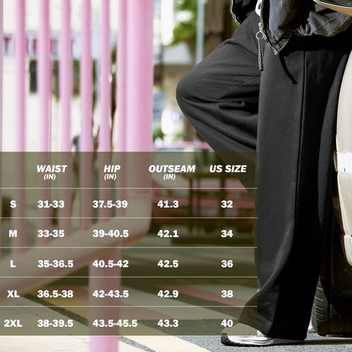 BRISIRA Mens Baggy Sweatpants (L-2XL) Fleece Lined Wide Leg Warm Sweat Pants Open Bottom with Deep Pocket & Elastic Waist Black