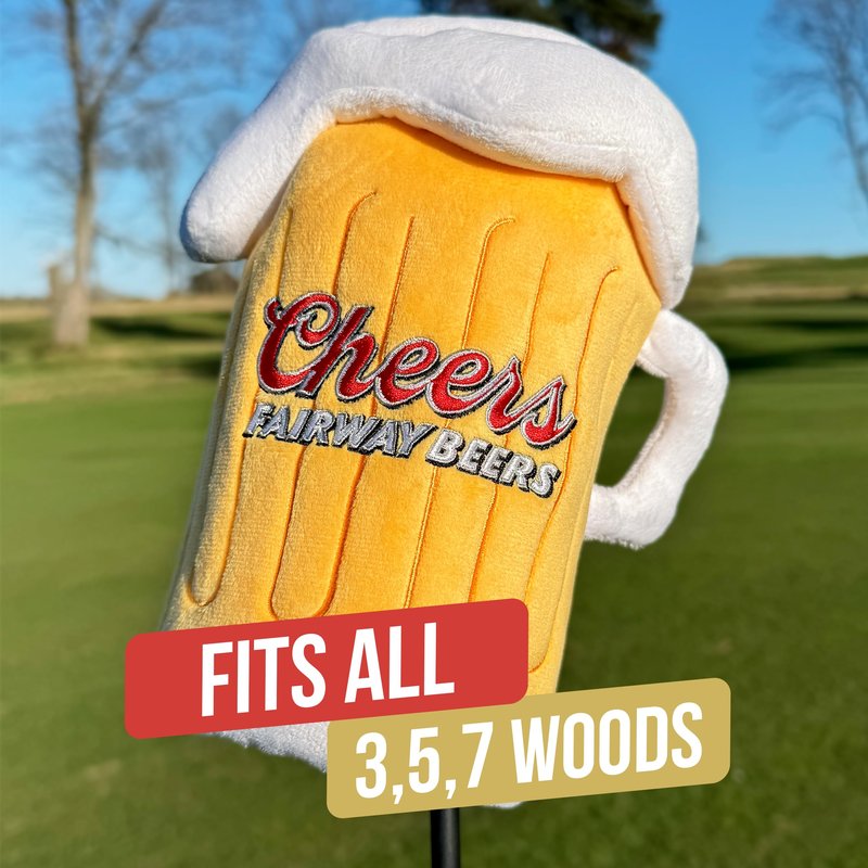 Shanker Golf - Funny Golf Headcover - Cheers Beer Glass 3-Wood Cover - Funny Golf Gift - Soft Velour Lining