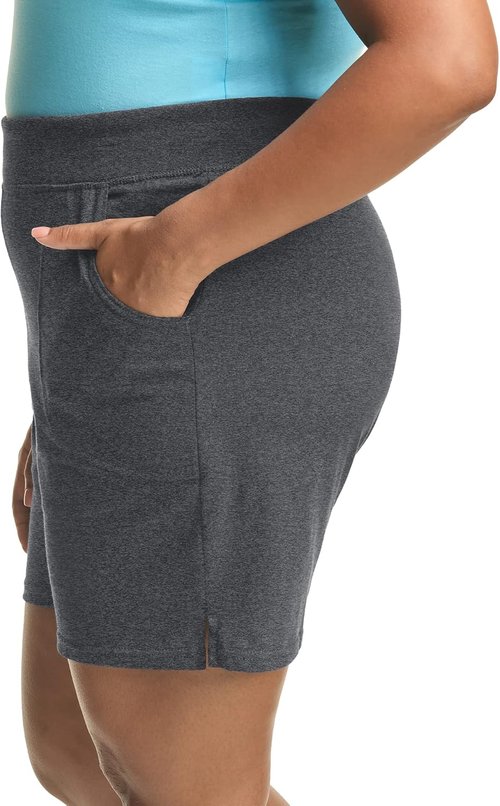 Just My Size Plus Size Cotton Jersey Shorts - Comfortable Pull-On Gym Shorts | 7" Inseam