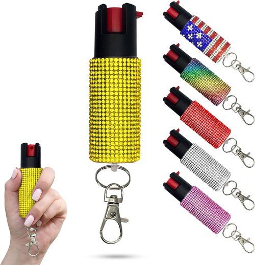 FURY Rhinestone Pepper Spray - Max Strength 12Ft Range | UV Dye Identifier & Anti-Leak Design