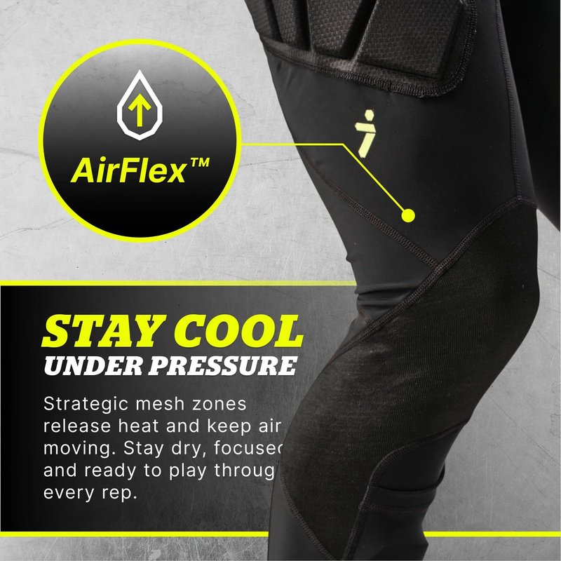 Storelli BodyShield GK Goalkeeper Leggings – Full-Length Impact Protection with SABR-Tex Knees, Hip & Thigh Padding – Turf-Ready Compression Pants with Shin Guard Pockets, Black, Medium