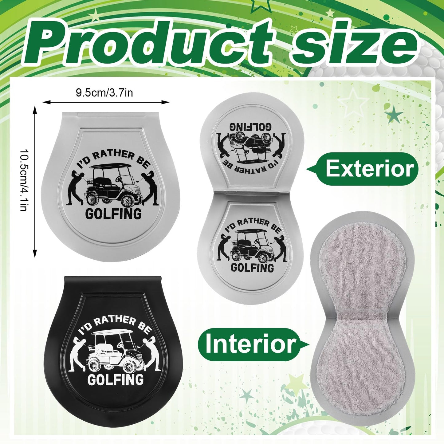 SmoothNovelty 8 Count Golf Ball Towel Portable Cleaner Pocket Washer Pouch Golfing Accessories, Silver and Black, 4.1x3.7 Inch