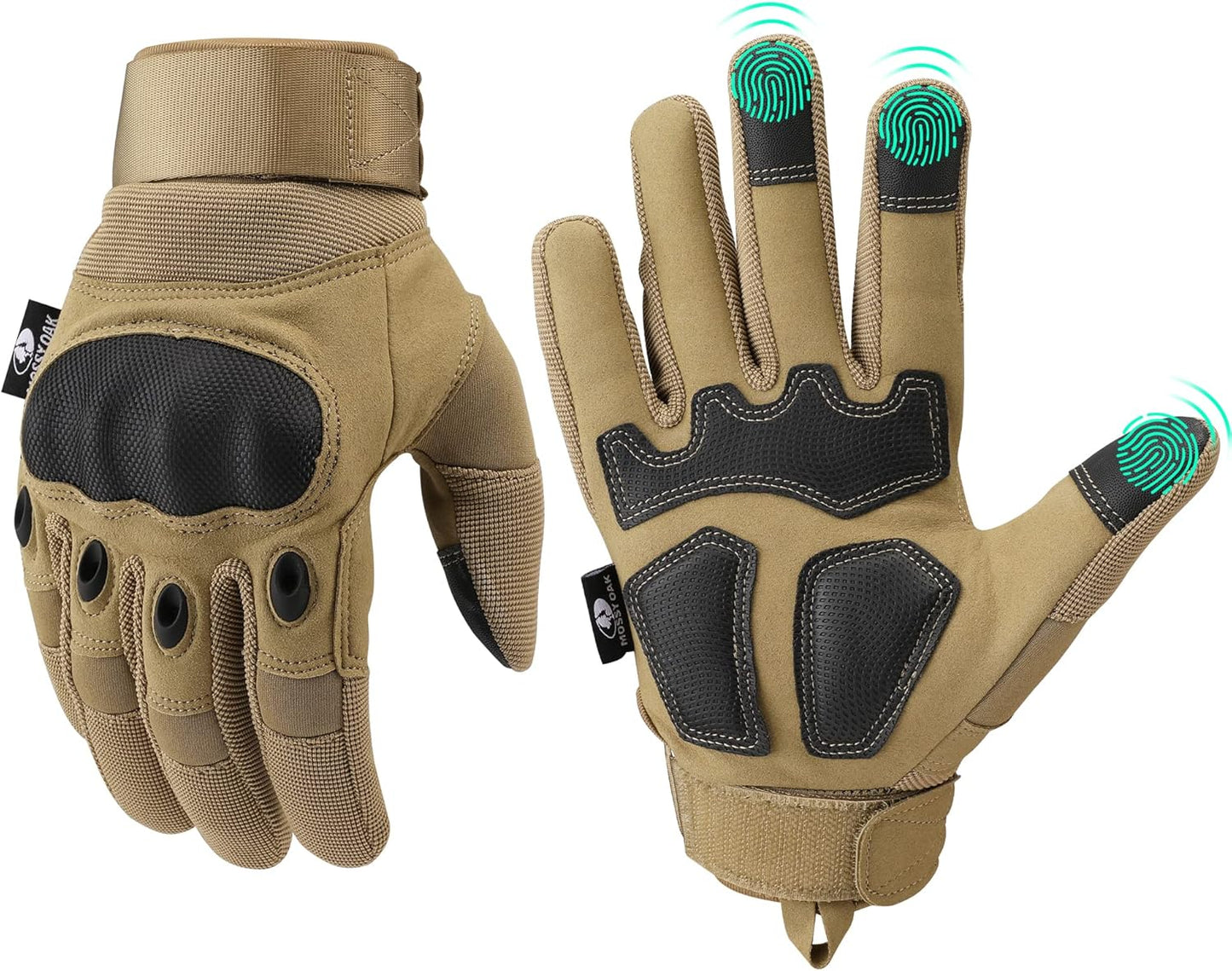 Mossy Oak Tactical Gloves - Touch Screen Airsoft Gloves with Hard Knuckle for Hunting & Camping