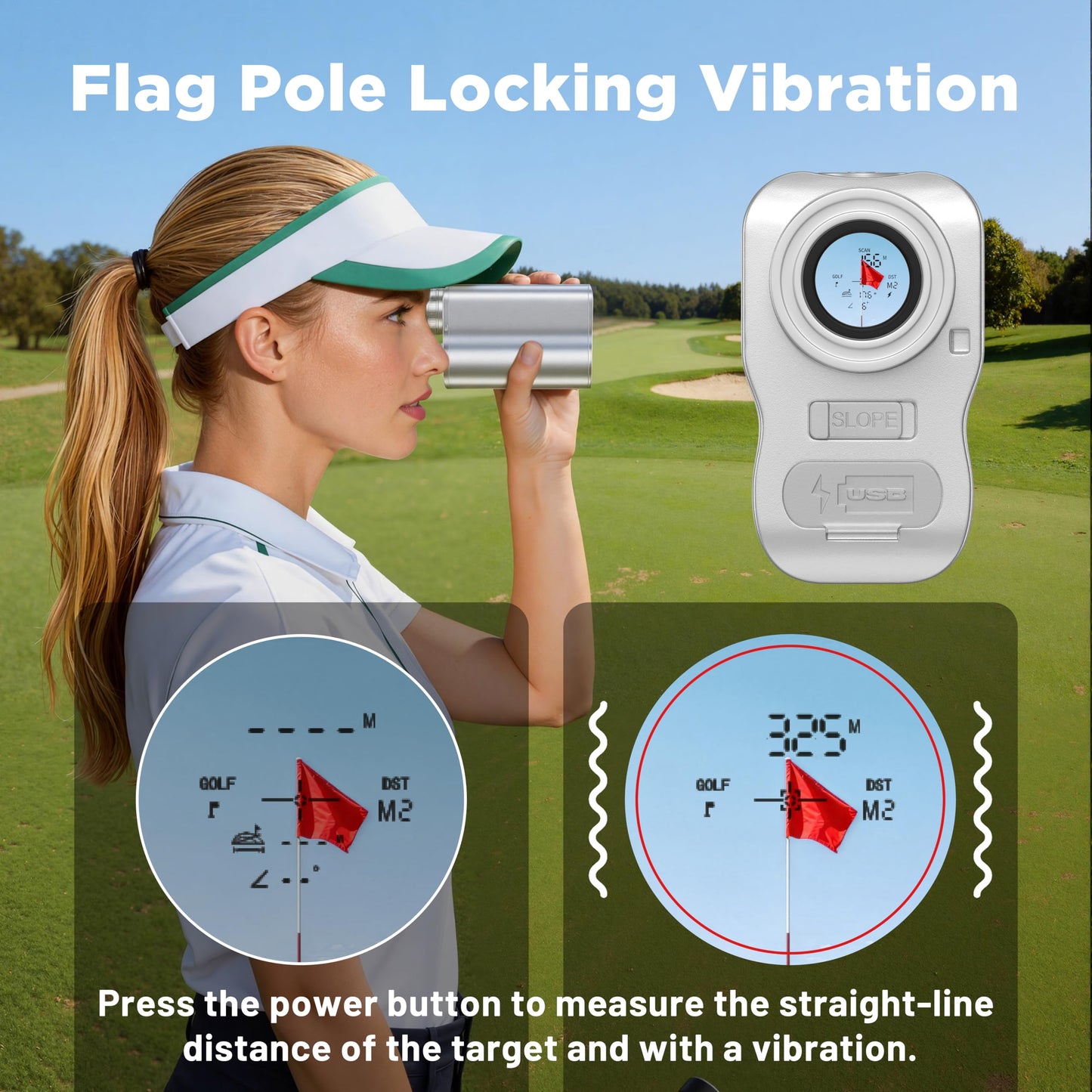 1200 Yards Golf Range Finder with External Slope Switch, Magnetic Aviation Aluminum Body, 7X Magnification Laser Rangefinder for Golf & Hunting, USGA Tournament Legal, USB-C Rechargeable & 0.5S Lock