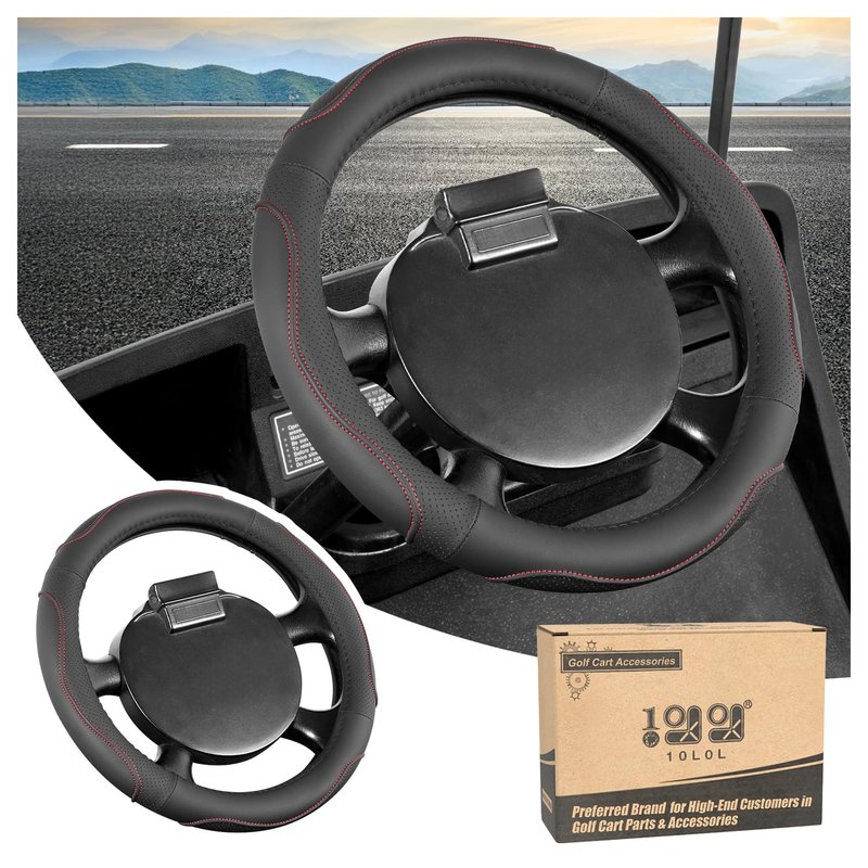 10L0L 13 Inch Golf Cart Steering Wheel Covers for EZGO TXT&RXV, Upgraded Microfiber Anti-Slip Steering Wheel Cover with Pu Leather