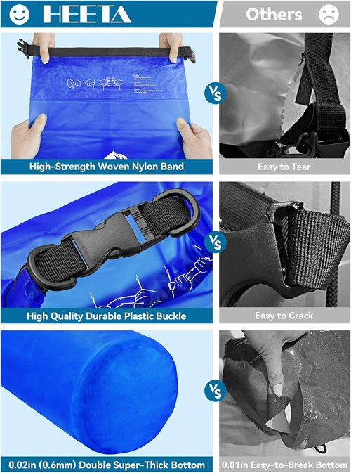 HEETA Waterproof Dry Bag - Lightweight Roll Top Storage for Travel & Outdoor Activities | 5L/10L/20L/30L/40L