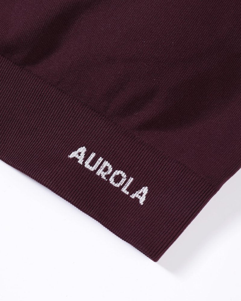 AUROLA Power Sports Bras for Women - Push Up Workout Bra Square Neck Yoga Padded Low Impact Gym Bra Crop Top,Black Cherry,M