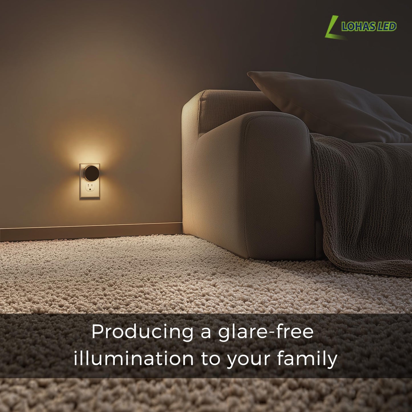 L LOHAS LED Night Lights Plug into Wall,[2-Pack] Plug in Night Light with Dusk to Dawn Sensor,Brightness Adjustable,3000K Warm White,Dimmable Nightlight for Adults Hallway Bathroom