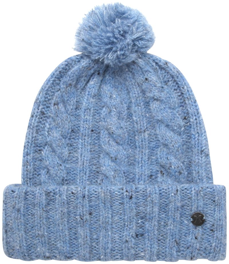 Hurley Womens Beanie - Ribbed Cable Knit Cuff Crown with Pom Beanie for Women - Warm Winter Hats for Women (One Size), Size One Size, Photo Blue