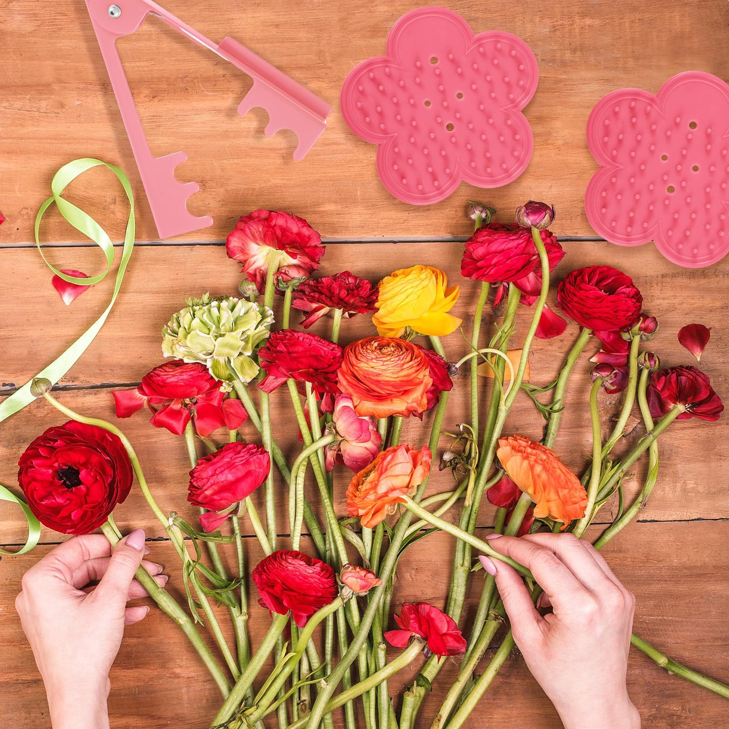 WILLBOND 2 Sets Thorn Remover for Rose, Durable Rose Stem Leaf Thorn Stripper Tool Kit Floral Stem Remover Crafting Tools Florist Garden Floral Arrangements(Pink)