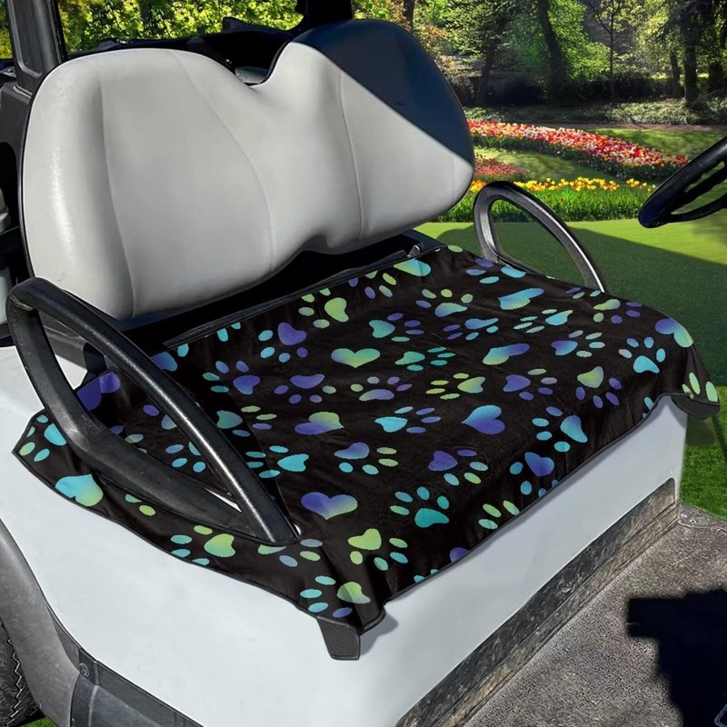 Mintulipy Dog Paws Golf Cart Seat Covers Universal Golf Cart Accessories for Summer Outdoors 50×30.9 Inches Seat Cushion for Club Car Sightseeing Car
