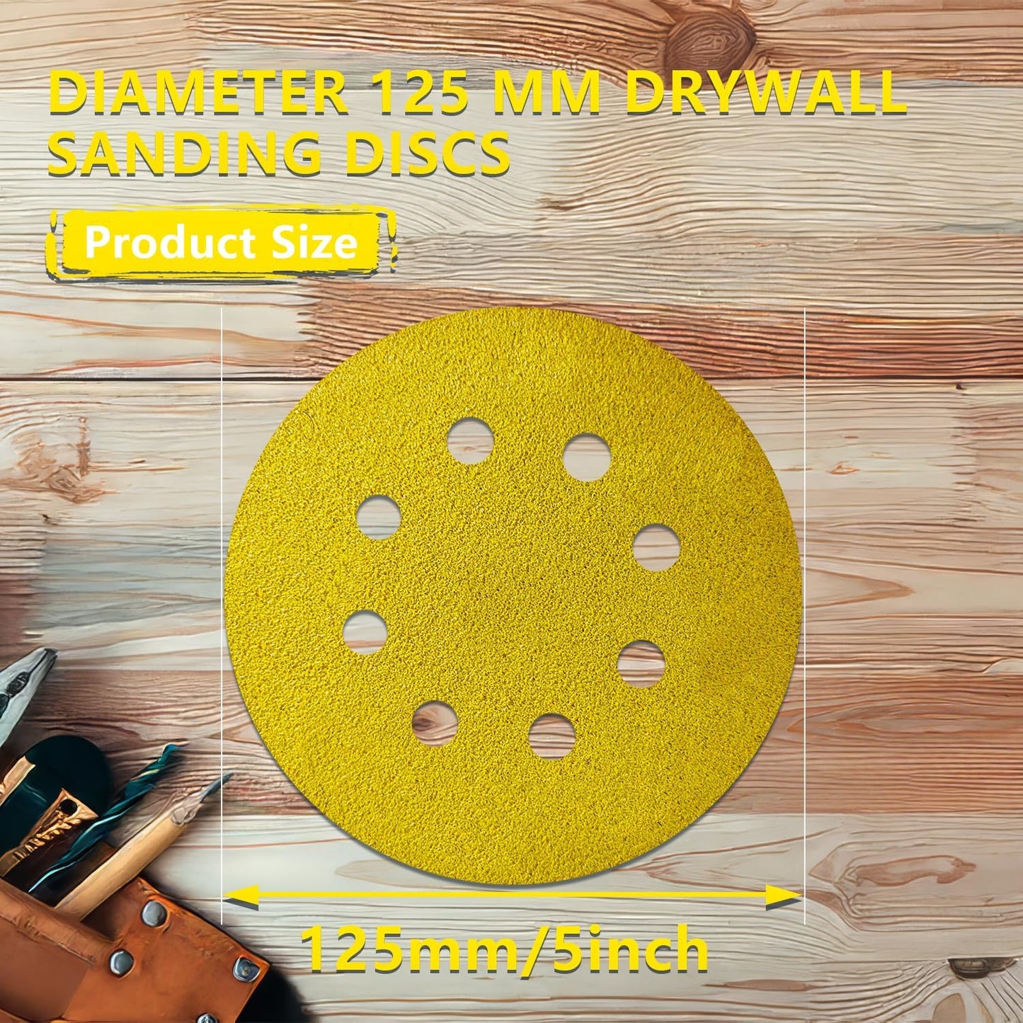 MAOKLA 60 Grit 5 Inch Sanding Discs, 8 Hole, Hook and Loop, Sandpaper for Orbital Sander, Wood, Metal, Auto（70 PCS）