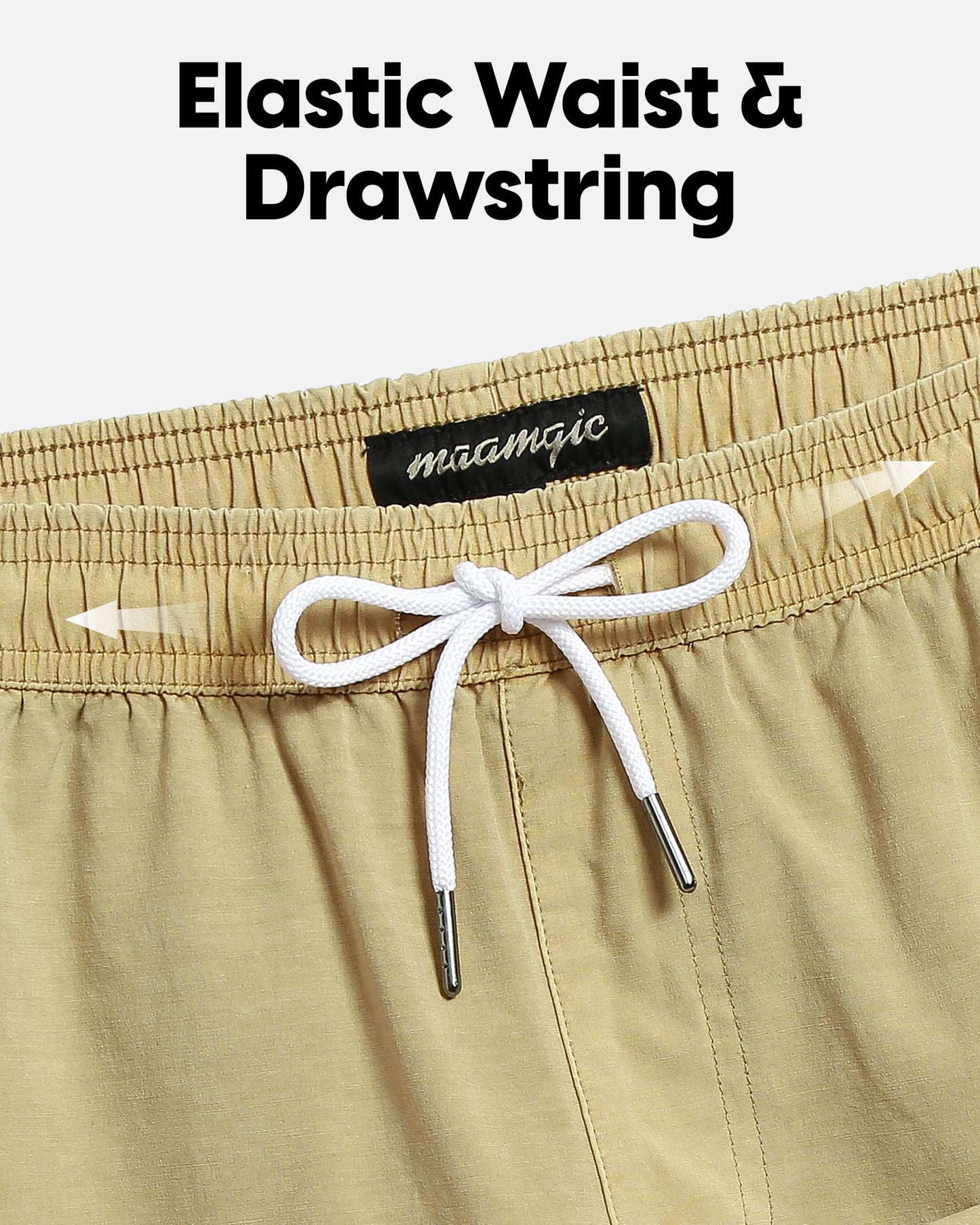 maamgic Men's Swim Trunks with Compression Liner 5.5 inch Beach Shorts Quick Dry Bathing Suits with Zipper Pocket Khaki Medium