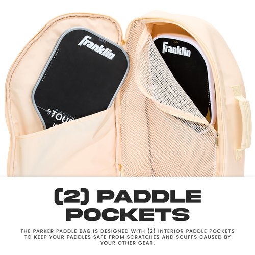 Franklin Sports Parker Pickleball Paddle Bag - (2) Paddle Bag for Pickleball Gear + Equipment - Compact with Shoulder Strap - Vanilla