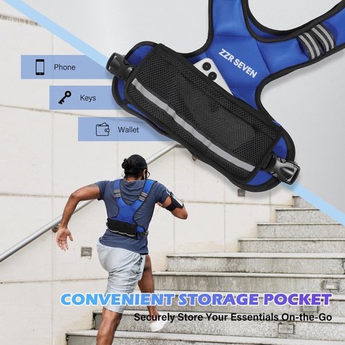 ZZR SEVEN Weighted Vest for Women and Men, 4-10lbs/11-20lbs Adjustable Weighted Vest with 6 Iron Sand Weights, Running Vest for Strength Training, Workout, Running, Fitness, Weight Loss (Blue, 4-10lb)