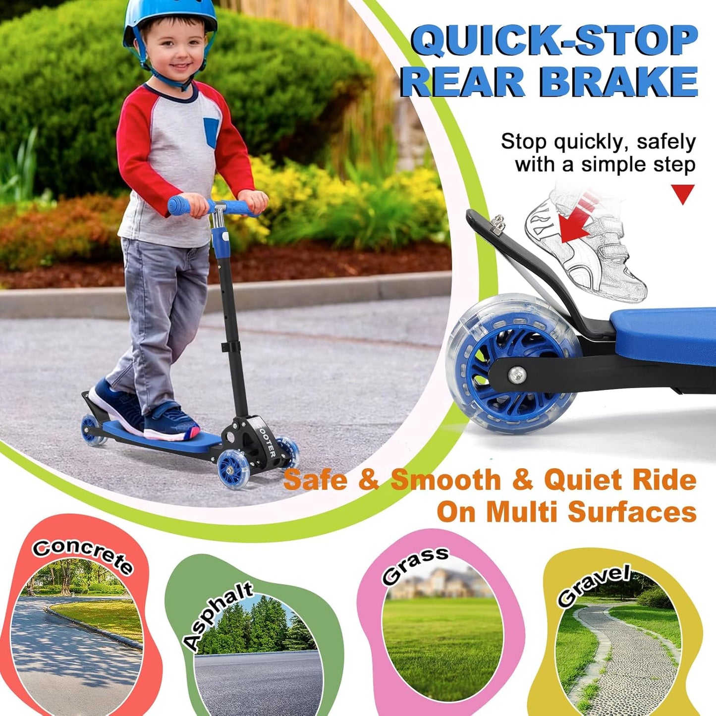**Skiennix Kids Kick Scooter - Light-Up 3-Wheel Design with Adjustable Handlebars | Supports Up to 150 lbs**