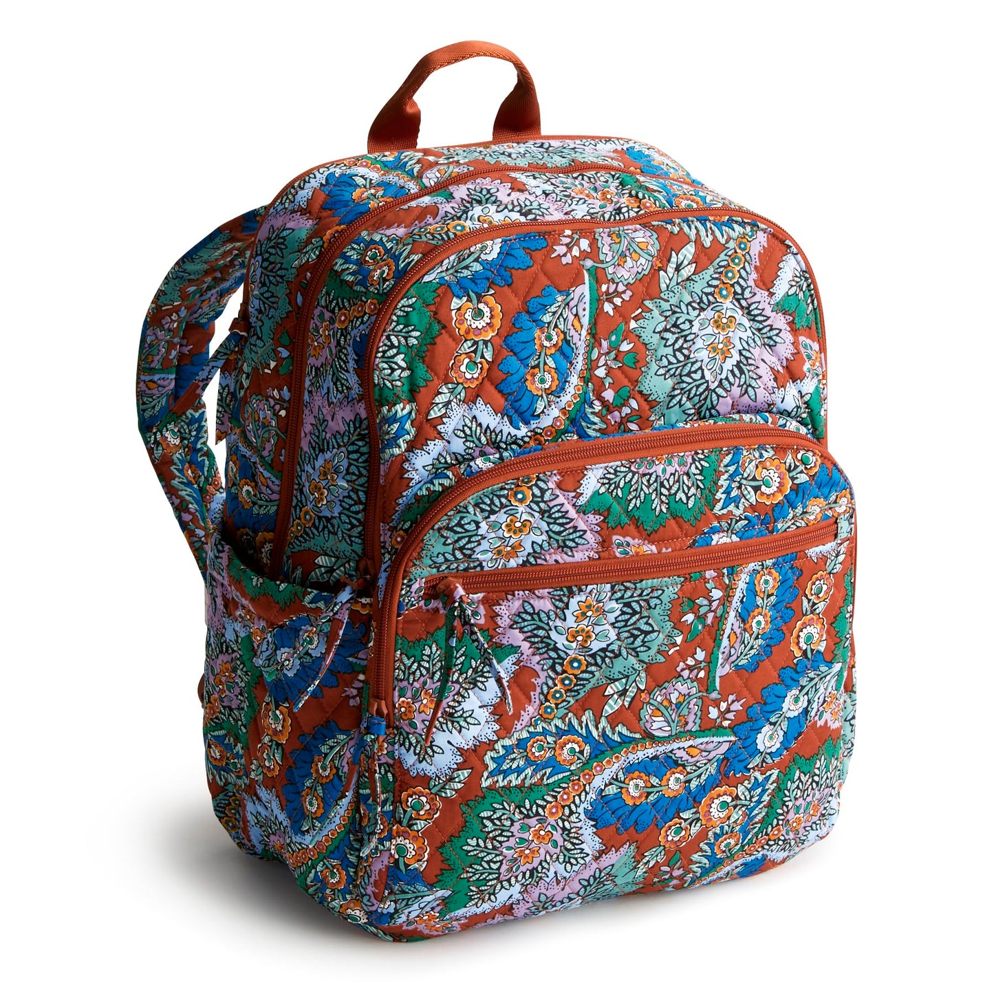 Vera Bradley Women's Premium Cotton Large Bancroft Backpack, Flowers + Feathers, One Size