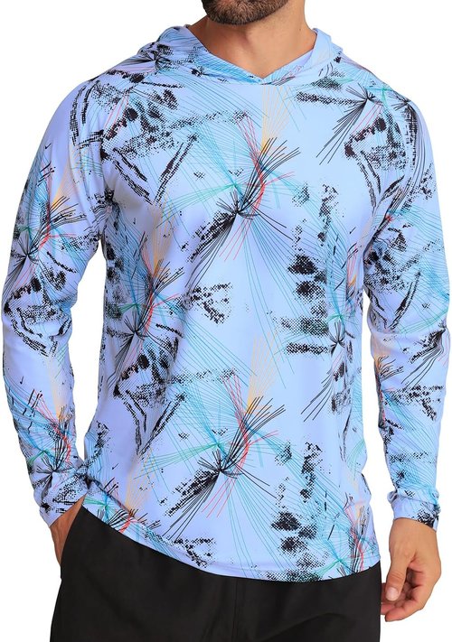 iCKER Men's UPF 50+ Sun Protection Hoodie - Long Sleeve Rash Guard for Fishing & Outdoor Activities