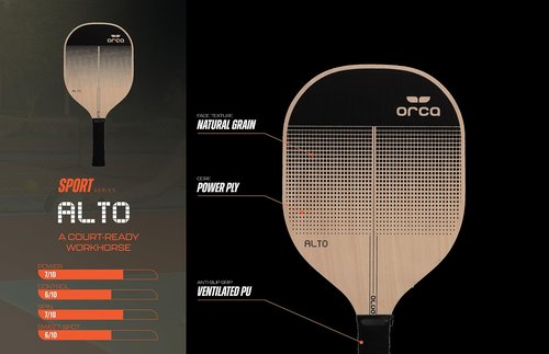 Orca Paddle Co. Alto Pickleball Paddles, Set of 2, with 4 Pickleballs, Mesh Bag Racket for Beginners, Intermediate, Advanced Players - Premium Pickle-Ball Accessories and Equipment