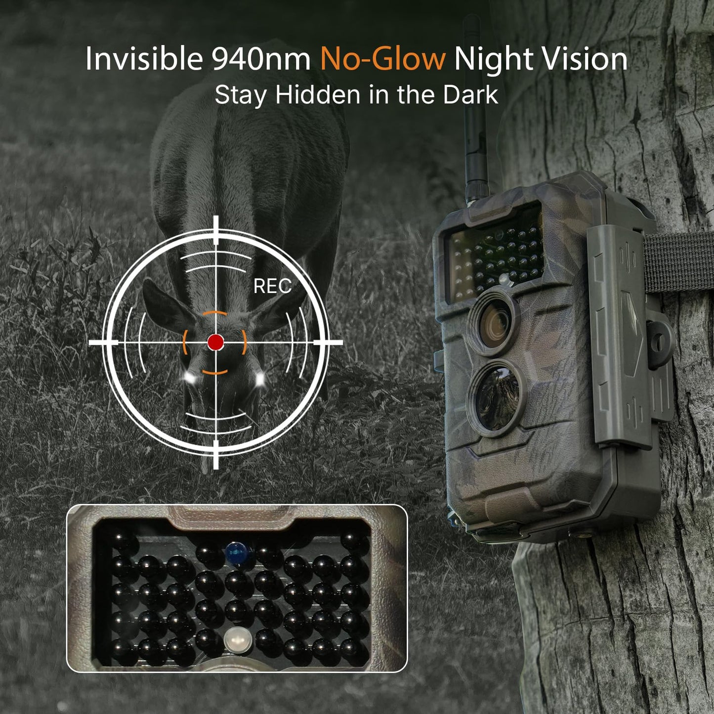 GardePro E6 WiFi Trail Camera (Non-Cellular), Stable WiFi with External Antenna, On-Site App Viewing, 64MP 1296P HD, No-Glow Night Vision, Motion Activated Waterproof Game Camera