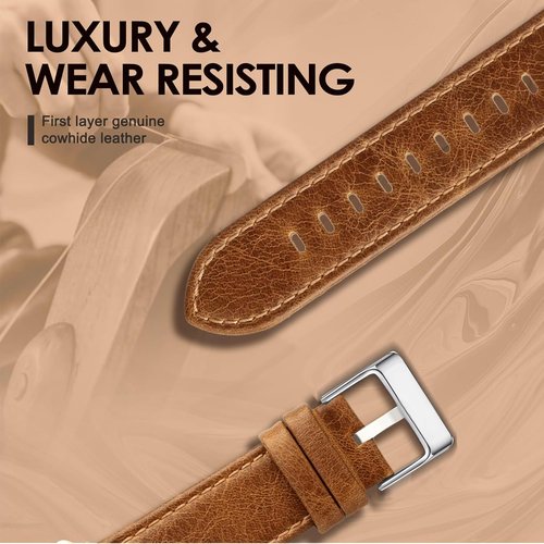 ID208 Plus Smart Watch Bands, Lamshaw Crazy Leather Breathable Replacement Smartwatch Strap Wristband Compatible for Quican ID208 Plus 1.8 Inches, aeac ID208 Plus, WMK ID208 Plus 1.8 Inches Smart
