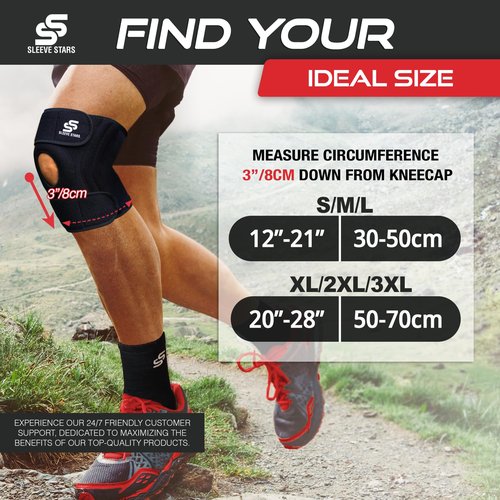 Sleeve Stars Knee Brace & Knee Support for Men & Women, Knee Compression Sleeve for Knee Pain, Protection Wrap for Working Out (S/M/L)