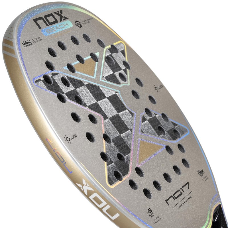 Beach Tennis Racket NG17 Luxury 2023 | High-Performance Beach Tennis Paddle | 18K Aluminized Carbon w/HR3 Black Eva Core | Exclusive Spin & Dynamic Composite Structure | Rough Surface for Extra Spin