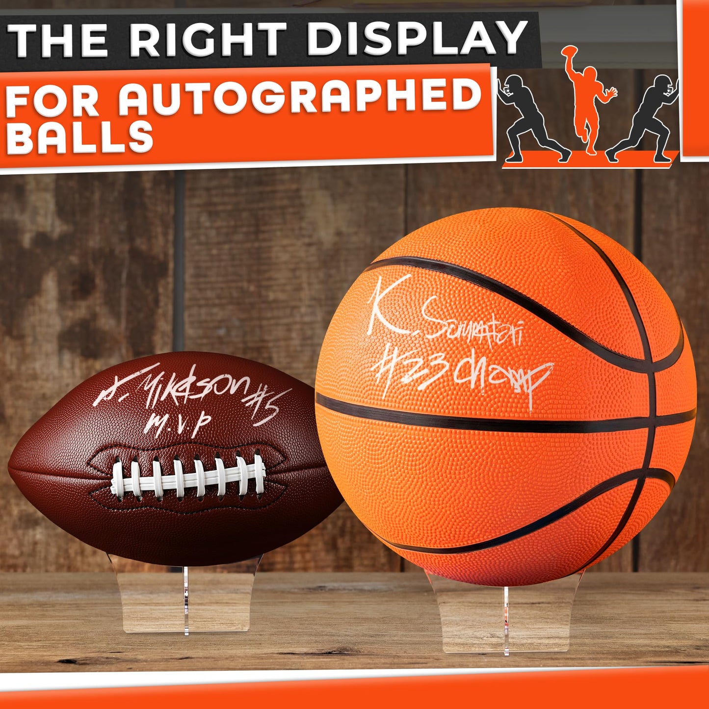 LIBERHAUS Basketball Stand Display, Clear Acrylic, Snap Assembly, Non-Slip