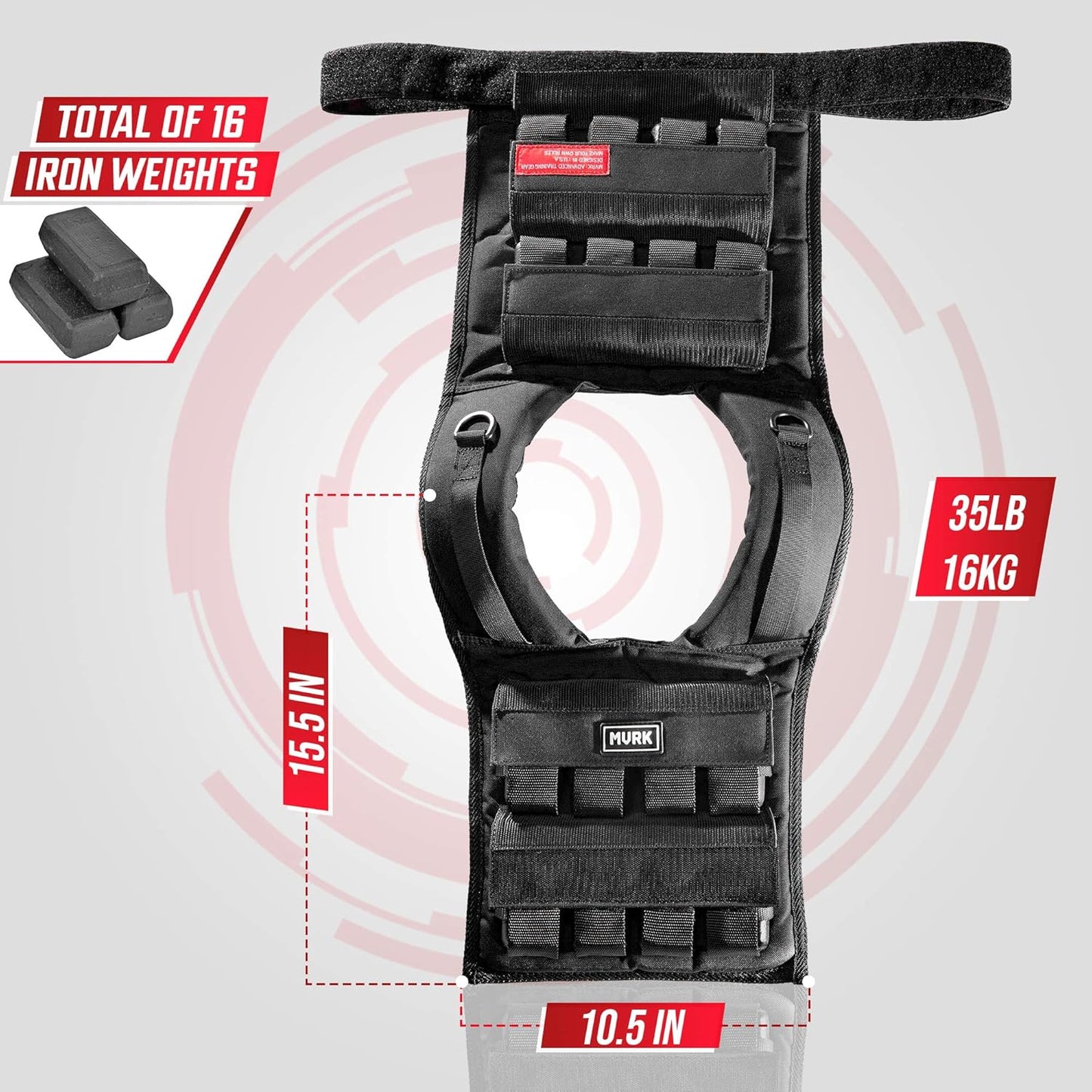 MVRK Weighted Vest for Men - Adjustable 15-100lbs Heavy Duty Rucking & Strength Training Gear