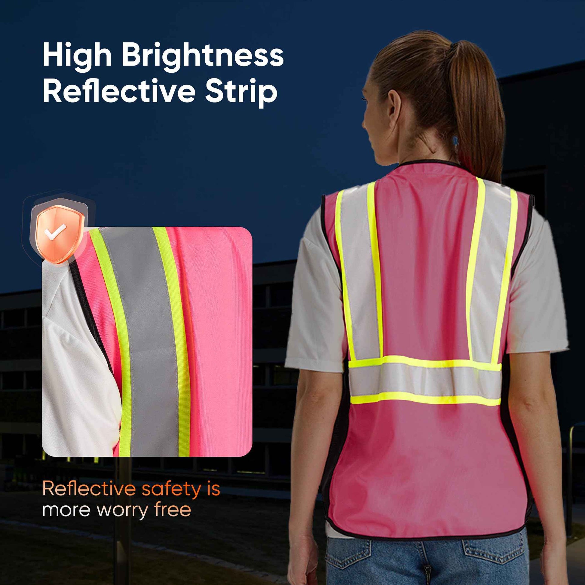 Hi Vis Safety Vest for Women,Working Drawstring waist Construction Vest with Pockets and Zipper,Womens Safety Vest,ANSI Type R Class2