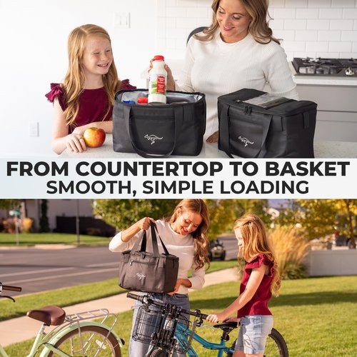 Foldable Bike Basket Front/Rear with Insulated Cooler Bag, Folding Bicycle Basket with Removable Insulated Tempurature Control Bag, Large Quick Release Design Metal Ebike Basket for All Ages