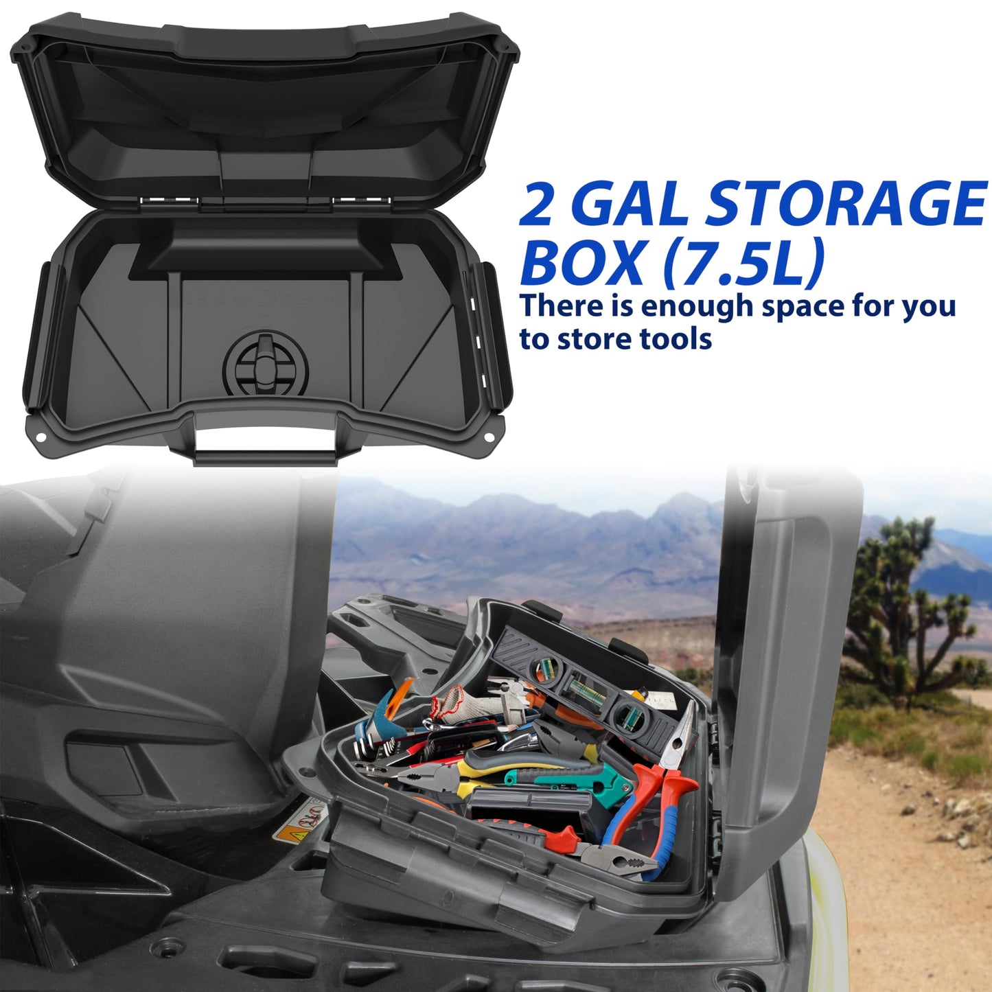UTVSXPERT Storage Cargo Box for Outlander, 2 GAL (7.5L) Black Front Rear Racks Tool Bed Box Back Seat Linq for Can-Am Outlander L MAX 6X6 Accessories, Replace OEM # 708200408