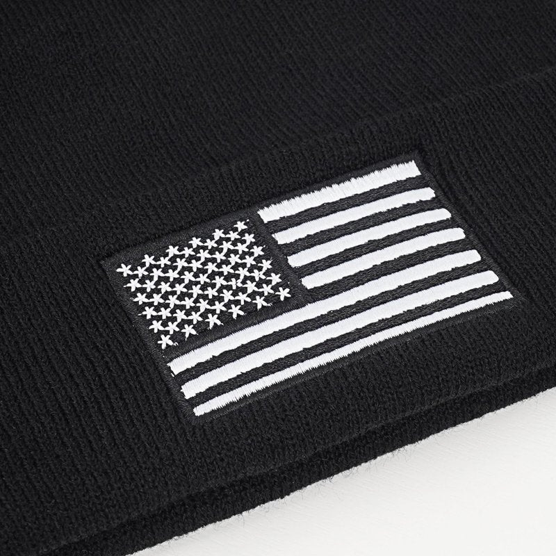 American Flag Embroidered Beanie Winter Hat for Men Women, Multi-Season Military Tactical Gear Police Army Winter Warm Hat