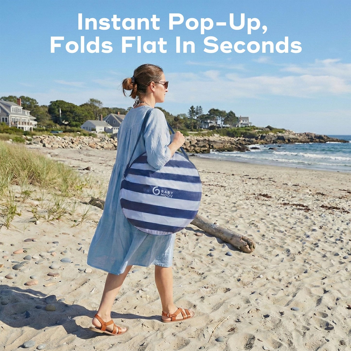 Babymoov Baby Anti UV Tent, Sun Protection UPF 50+, Pop Up Play Tent and Sun Shade, Marine (Summer 2025 Edition)