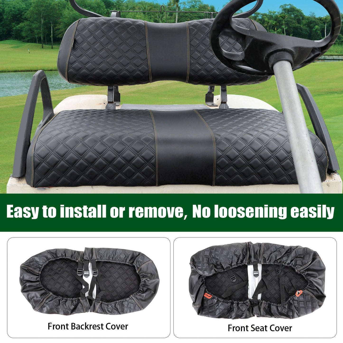 Roykaw Golf Cart Seat Covers Kit Fit for Club Car DS OEM Ordinary Seat Cushion, Marine Grade Vinyl Material/More Sturdy and Comfortable, Breathable & Easy to Clean, Well Made Quality