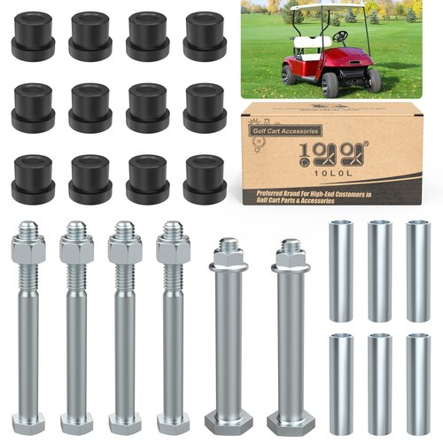 10L0L Complete Rear Leaf Springs & Shackles Bushing Sleeve Kit for EZGO TXT Medalist Gas and Electric Golf Cart 1994-up, Replace OEM 70289-G02 70291-G01, 00429-G4 14158-GI