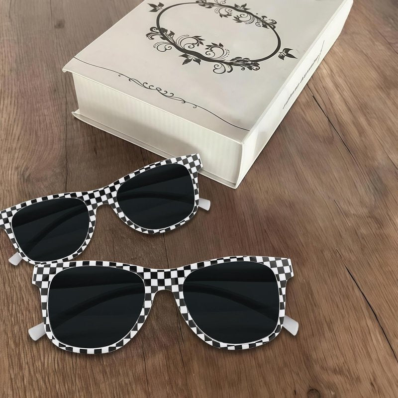 30 Pack Race Car Sunglasses for Kids Party Favors, Checkered Sunglasses Bulk for Racing Theme Birthday Gifts & Supplies