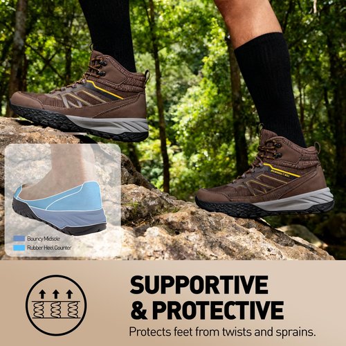 Men's Waterproof Hiking Boots - All-Terrain Breathable Ankle Support Trekking Shoes, Lightweight Anti-Slip Trail Boots for Backpacking, Camping & Technical Outdoor Adventures Brown/Tan/Orange Size 11