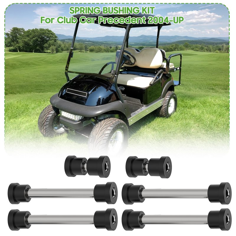 10L0L Golf Cart Rear Leaf Springs & Shackles Bushing Sleeve Kit Compatible with Club Car Precedent 2004-up Golf Cart Models, OEM# 102506601 102506301 102506401