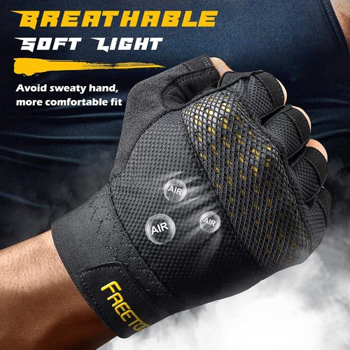 FREETOO Workout Gloves - Weight Lifting Gloves with Full Palm Protection & Ultra Ventilation | Cushion Pads & Silicone Grip