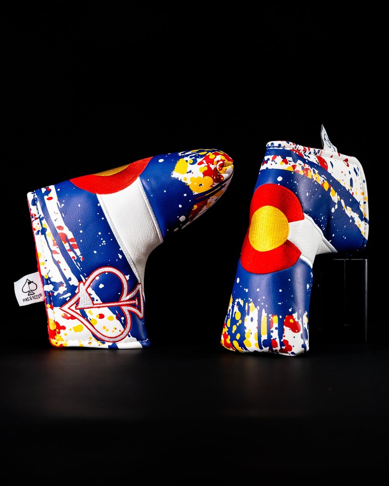 Pins & Aces Colorado Tribute Premium Golf Club Head Cover - Premium, Hand-Made Leather Headcover - CO Flag Styled, Tour Quality Golf Club Cover - Style & Customize Your Golf Bag (Blade)