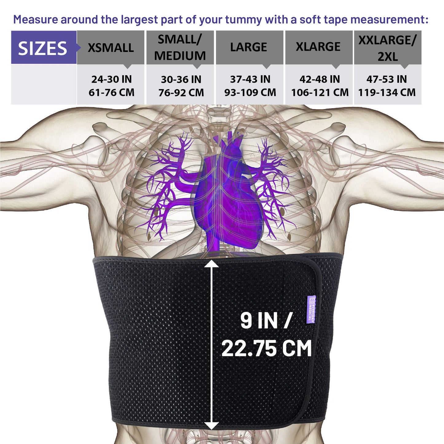 Everyday Medical Abdominal Binder Post Surgery – Healing and Reduce Swelling After C-Section, Abdomen Surgeries, Tummy Tuck, Bladder & Gastric Bypass Belly Girdle