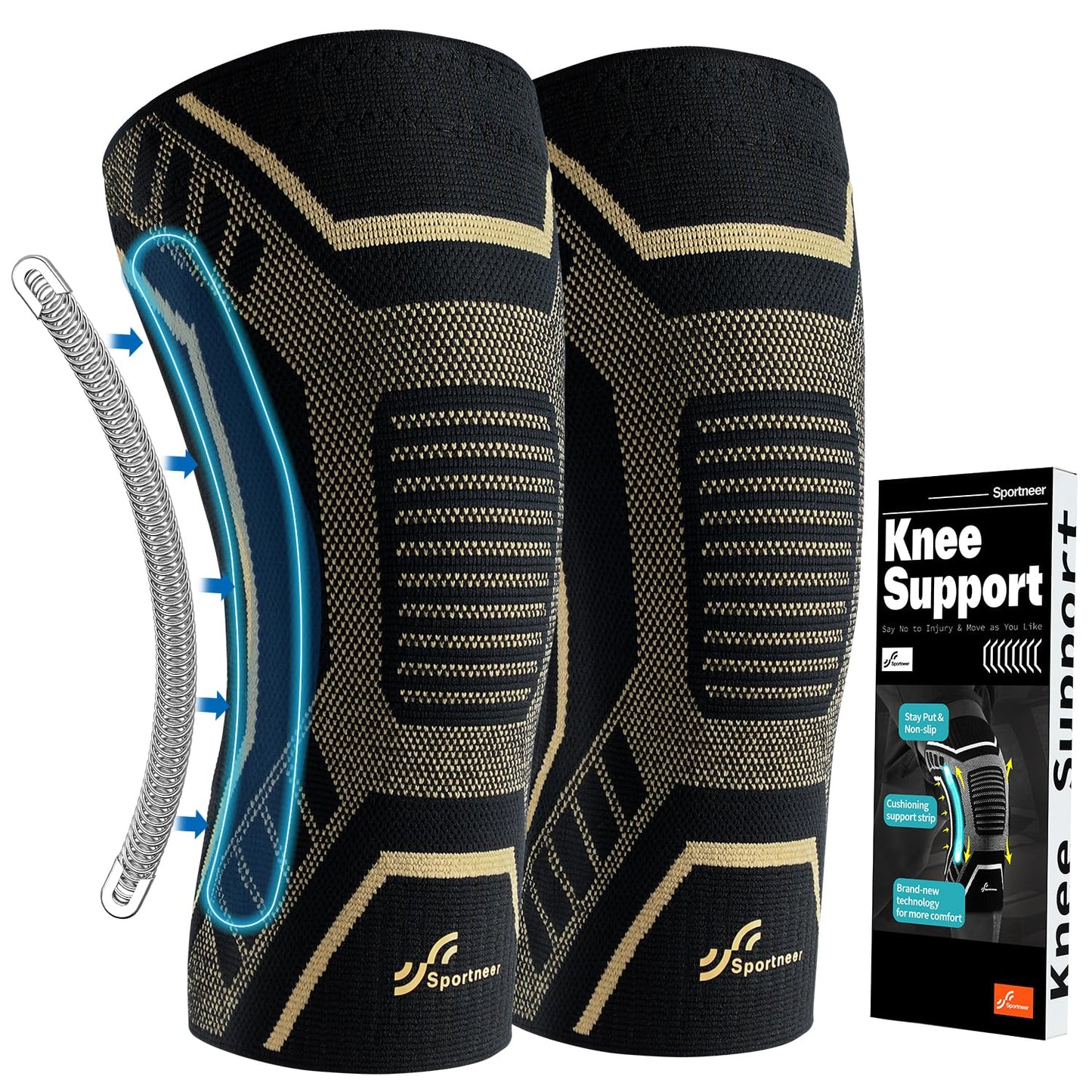 Knee Brace for Men Women Knee Compression Sleeve with Side Stabilizers